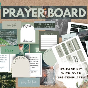 Gebedsbord kit groen, gebedsbord printables, christelijke muurcollage, gebedsbord startpakket, gebedplanner, gebed muurkunst
