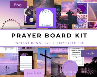 Prayer Board Kit Purple, Prayer Board Printables, Christian Wall Collage, Prayer Board Starter Kit, Prayer Planner, Christian Vision Board