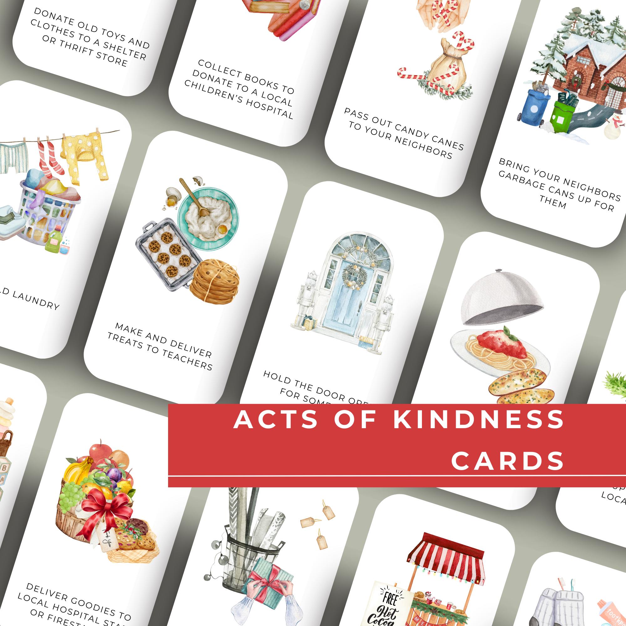 Christmas Acts of Kindness Cards, Kids Advent Service Activity, Christian Holiday Activities, Family Christmas Activities, Advent Activities