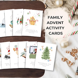 Druckbare Advents-Aktivitätskarten, DIY Advents-Countdown, druckbare Weihnachtskarten, Familienaktivitäten in den Ferien, Aktivitäten für Kinderferien