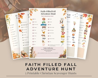 Christian Fall Scavenger Hunt for Kids, 5 Faith Filled Family Activities, Homeschool Fall Break Printable