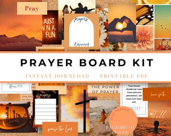 Prayer Board Template Mockup Printables, Prayer Board Kit Orange, Christian Wall Collage, Prayer Board Starter Kit, Christian Vision Board