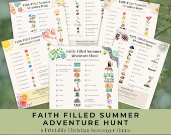 Christian Summer Scavenger Hunt Bundle, Nature, Camping, Beach Activities (Digital Download)