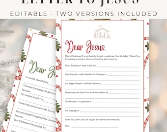 Editable Christmas Letter to Jesus: Christian Printable Activity for Kids and Families