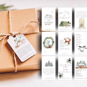 Weihnachtsschrift Geschenkanhänger, Urlaub Geschenkanhänger, Bibel Vers Tag, Weihnachtsbibel Verse Karten, DIY christliches Weihnachten