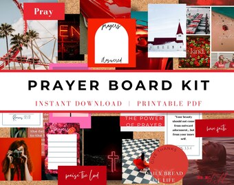 Christian Wall Collage, Prayer Board Starter Kit, Scripture Cards, Prayer Planner, Prayer Vision Board, Printable Prayer Board Kit