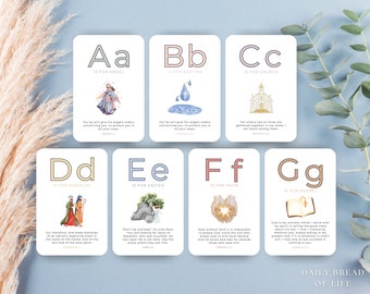 ABC Scripture Cards, ABC Bible Flash Cards, ABC Bible Memory Cards, Kids Scripture Cards, Sunday School Lesson, Christian Homeschool