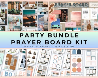 Coastal Boho Decor, Prayer Board Party Printables, Prayer Board Party Bundle, Prayer Board Party Kit, Christian Wall Collage, Prayer Planner