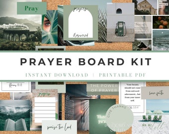 Prayer Board Kit Green, Prayer Board Printables, Christian Wall Collage, Prayer Board Starter Kit, Prayer Planner, Prayer Wall Art