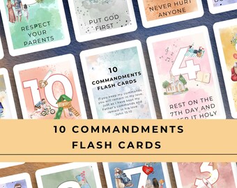 10 Commandments Flash Cards for Kids: Christian Homeschool & Sunday School (PDF Download