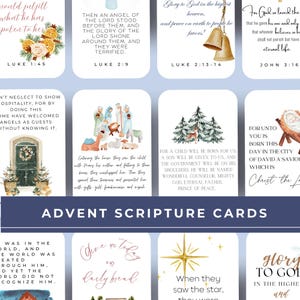 32 Cartões de Escrituras do Advento, Calendário do Advento para Crianças, Calendário do Advento de Natal, Contagem Regressiva de Natal, História da Natividade, Cartões do Advento da Bíblia