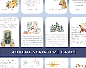 32 Advent Scripture Cards, Advent Calendar For Kids, Christmas Advent Calendar, Christmas Countdown, Nativity Story, Bible Advent Cards