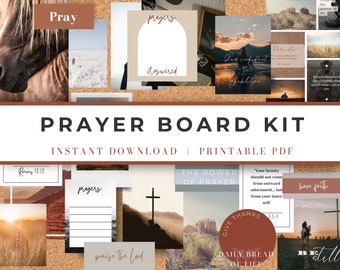 Printable Prayer Board Kit, Prayer Wall Art, Praise and Gratitude, Christian Wall Collage, Prayer Board Starter Kit, Prayer Planner