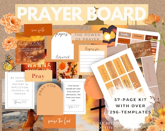 Orange Christian Prayer Board Kit: Printable Wall Collage (PDF)