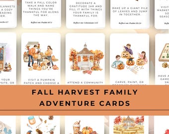 Christian Family Fall Activities, Kids Bible Verse Activity Cards, Homeschool Fall Break & Autumn Bucket List Printable