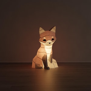 Shiro - Luce notturna volpe di carta fai da te - Decorazione per la cameretta dei bambini - Regalo nascita bambino
