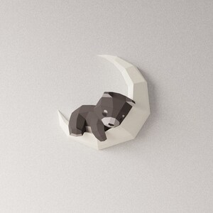 Boji l'orso sulla luna - Puzzle di carta fai da te Kit fai da te - Decorazione - Regalo di Natale - Decorazione d'interni - Origami