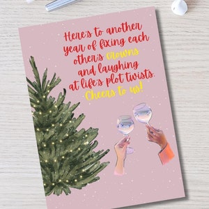 Carte de Noël des bêtes | Carte de Noël d’un collègue | Carte-cadeau secrète du Père Noël pour un ami | Carte de Noël drôle | Les femmes soutiennent la carte de Noël