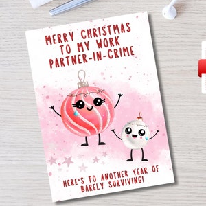 Carte de Noël drôle de collègue | Carte-cadeau secrète du Père Noël pour un ami | Carte de Noël drôle | Jolie carte de Noël Téléchargement instantané