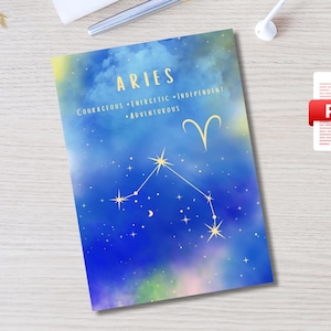 Widder-Geburtstagskarte, März-Sternzeichen-Geburtstagskarte, April-Kristalle-Karte, magische Karte für sie, mystische Karte