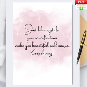 Inspirierende Karte – Sofortiger Download – Kristalle-Geburtstagskarte – Support-Karte – Empowerment-Karte – Karte für die beste Freundin – Nur weil-Karte