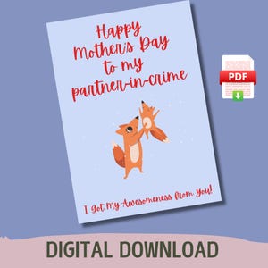Carte mignonne de fête des mères | Carte maman | Carte mignonne de fête des mères de renard | Carte postale drôle pour maman