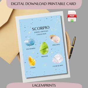 Cartão de aniversário de Escorpião – Cartão de cristal do zodíaco de outubro e novembro – Presente de constelação mística para ela – Cartão de astrologia mágica
