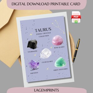 Cartão de aniversário mágico de Touro – signo do zodíaco de abril e maio – presente astrológico de bruxa – cartão místico do signo para ele ou ela