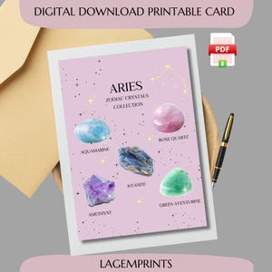 Widder Sternzeichen Geburtstagskarte, März Magische Kristalle Geburtstagskarte, April Hexe Geburtstagskarte, Magische Karte für Sie, Mystische Karte
