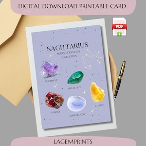 Boogschutter verjaardagskaart – november en december sterrenbeeld kristalkaart – mystiek sterrenbeeld cadeau voor haar – magische astrologiekaart