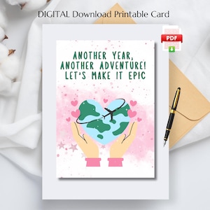 Un altro anno, un'altra avventura! Rendiamolo epico! | Divertente biglietto di auguri per il nuovo anno | Carta a tema avventura per amici e persone care