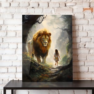 Narnia Poster Metal Print Aslan  Wall Art Home Decor Metal Print Fantasy Art Print Lion Children's Art Narnia Metal Poster CS Lewis Print