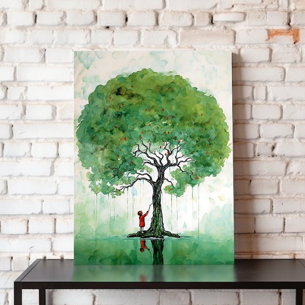 And The Tree Was Happy Metal Poster Children's Book Poster Art Print Children's Wall Art for Children's Room Nursery Decoration Giving
