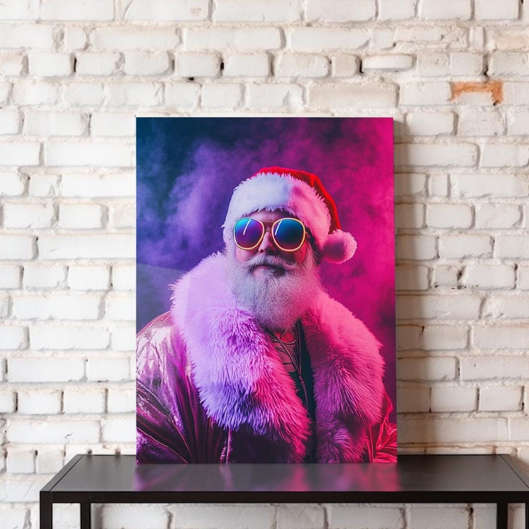 Santa Rapper Art Rapper Santa Claus Wall Art, Christmas Poster, Santa Claus Funny Art ...
