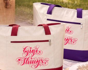 Gigi Things Tote Bag with Zipper, Gigi Gift, Mother's Day Gift for Grandma, New Grandma Gift Zippered Canvas Tote