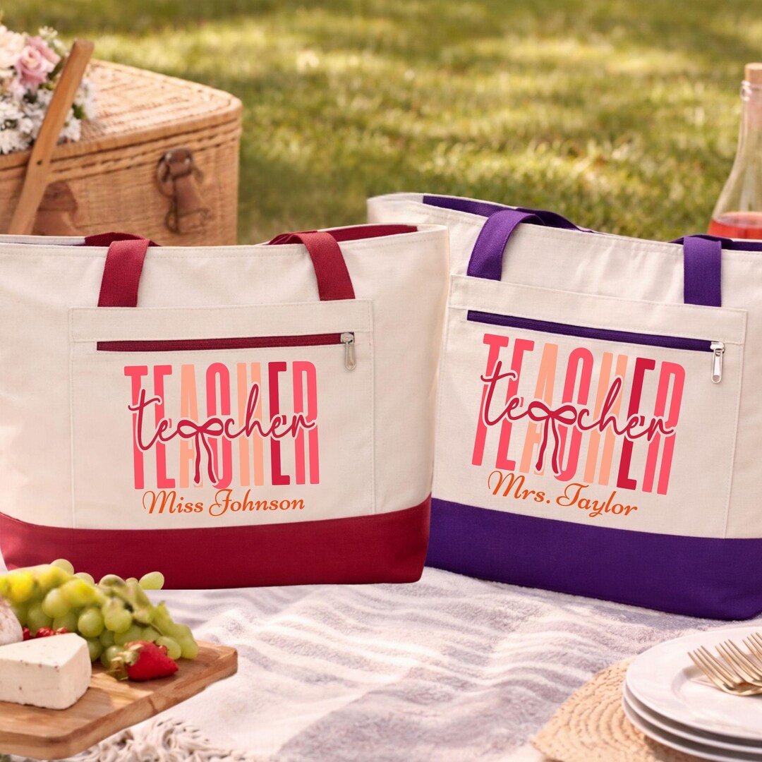 Personalized Teacher Tote Bag | Custom Name Canvas Educator Gift - Etsy