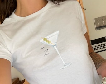 Dirty Martini Y2K Baby Tee Vintage Cocktail Graphic Tee Retro 90s Tshirt Aesthetic Cocktail Baby Tee Woman 2000s Shirt Pinterest Aesthetic