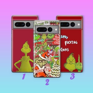Grinch K4 Phone Case Cover For Google Pixel 6 7 7A 8 8A 9 Pro XL Model Cartoon Character Green Furry Fuzzy Elf Mean Funny Stole Christmas