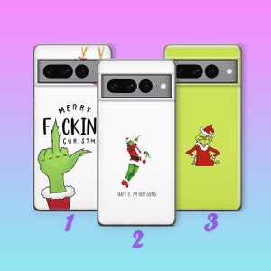 Grinch K6 Phone Case Cover For Google Pixel 6 7 7A 8 8A 9 Pro XL Model Cartoon Character Green Furry Fuzzy Elf Mean Funny Stole Christmas