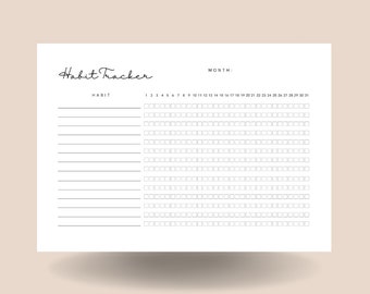 Printable undated monthly habit tracker