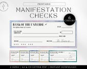 Manifestation Check Printable Abundance Cheque Money Manifestation Checks Digital Law of Attraction Printable Vision Board Check LOA PDF