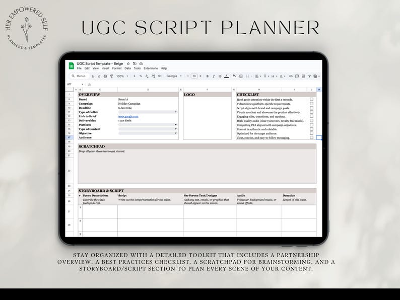 Ugc Script Examples UGC Creator Script Template - Video Script Planner - Google Sheets ...
