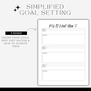 Set goals, simplified goal setting, 3 goals for the 12 week year, mock up page