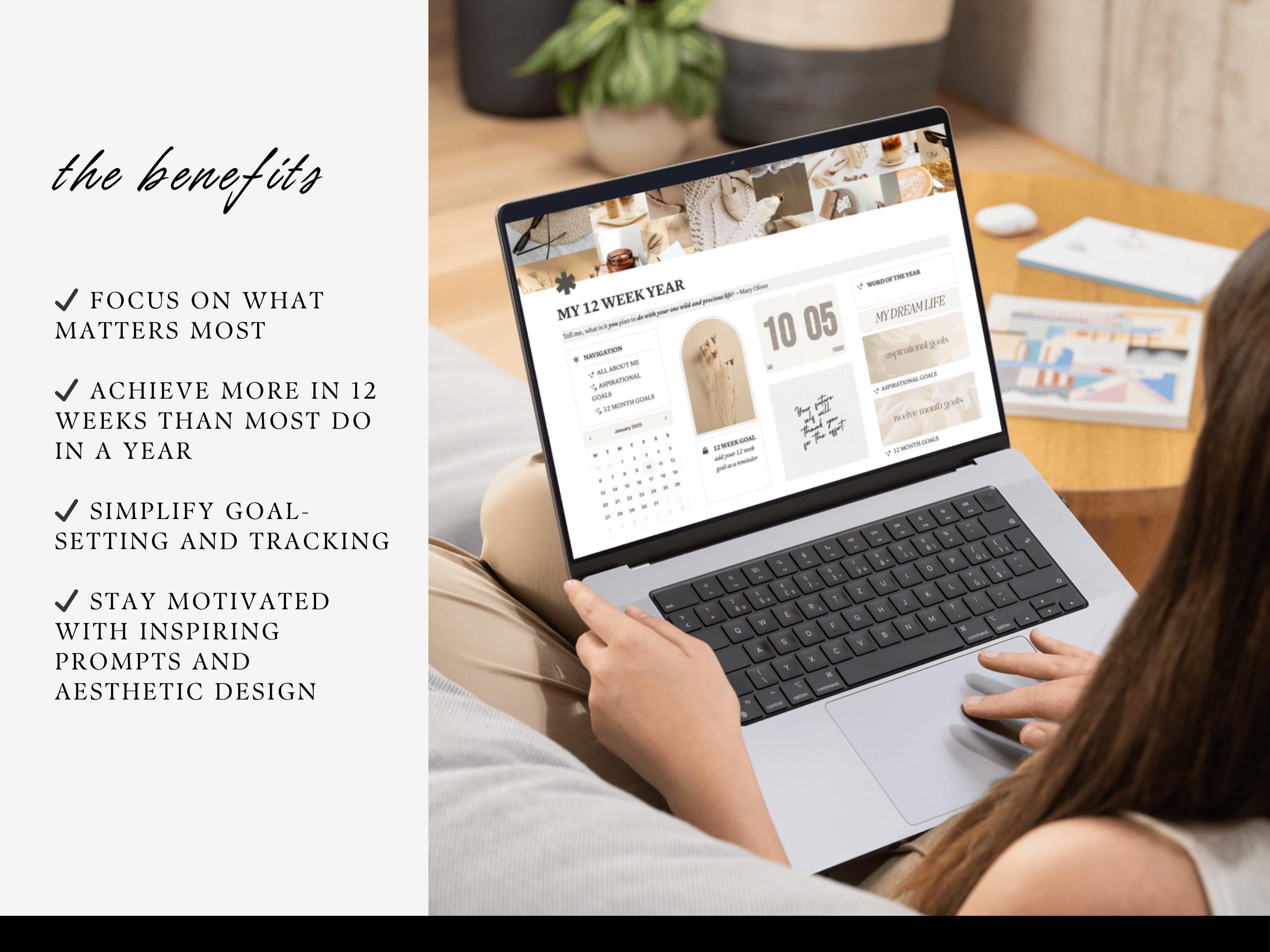 12 Week Year Planner Notion Template 2026 90 Day Goals Vision Board ...