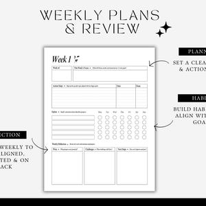 weekly plans and review, planning, habit tracker, reflection