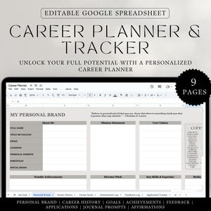 Career Planner Template Google Sheets Job Tracker Professional Development Plan Results Tracker Accomplishment Tracker Career Growth Journal