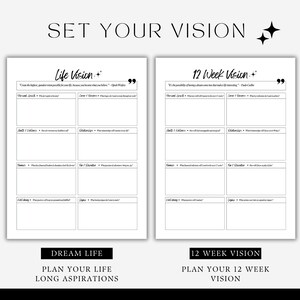 Set your aspirational goals, vision, 12 week vision, 2 mock ups of the 12 week year template