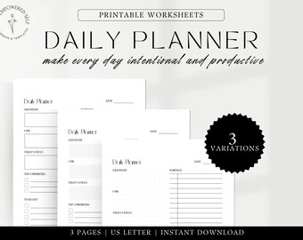 Minimalist Daily Planner Worksheet - Mindset Planner - Daily Planning Tool - Everyday Planner - US Letter Printable - Instant Download