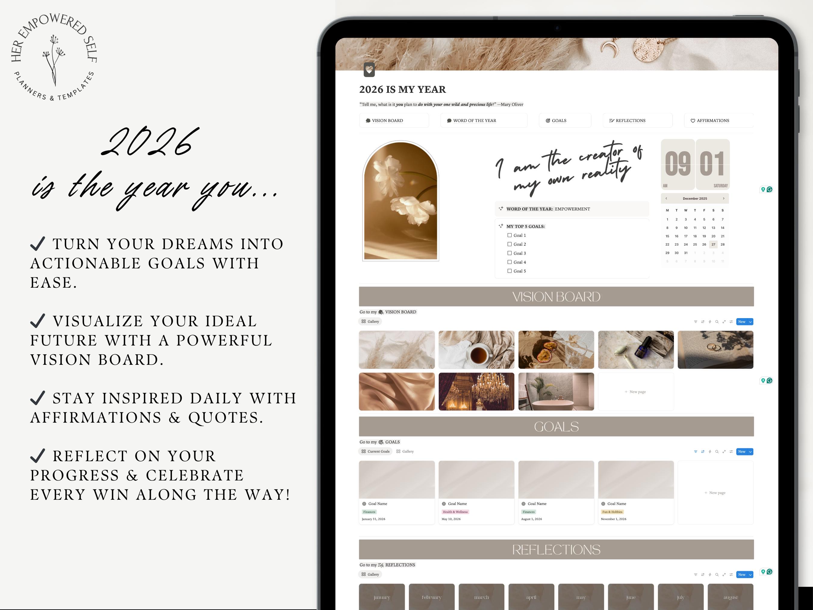 2026 Digital Goal Planner & Vision Board Notion Template Life Planner ...