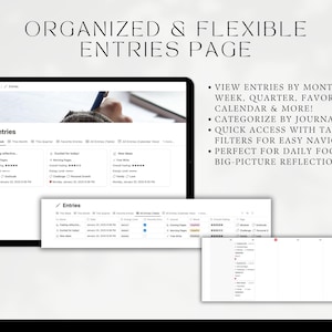 organized and flexible entries page, different views